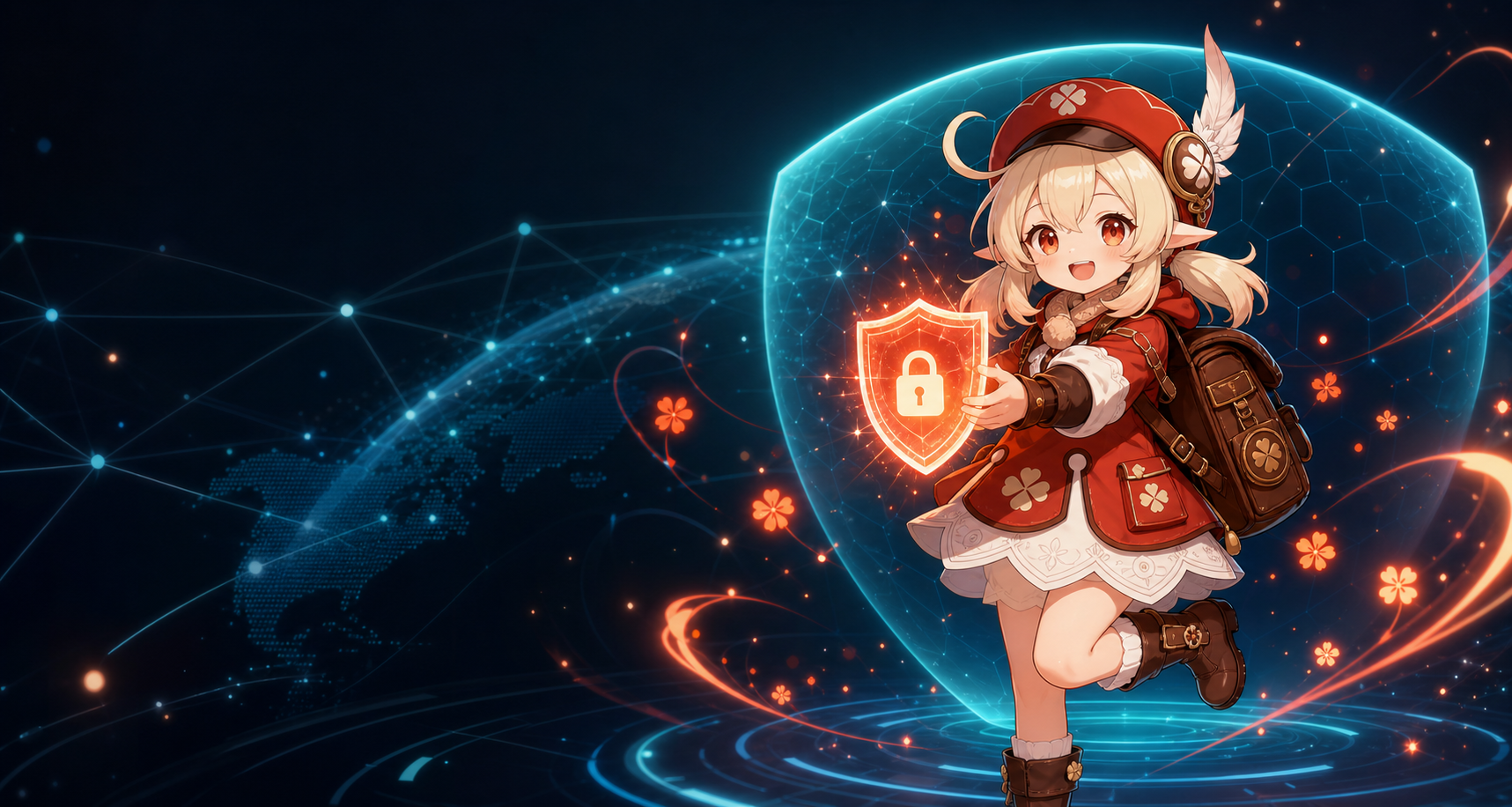 KliVPN anime-tech VPN shield mascot