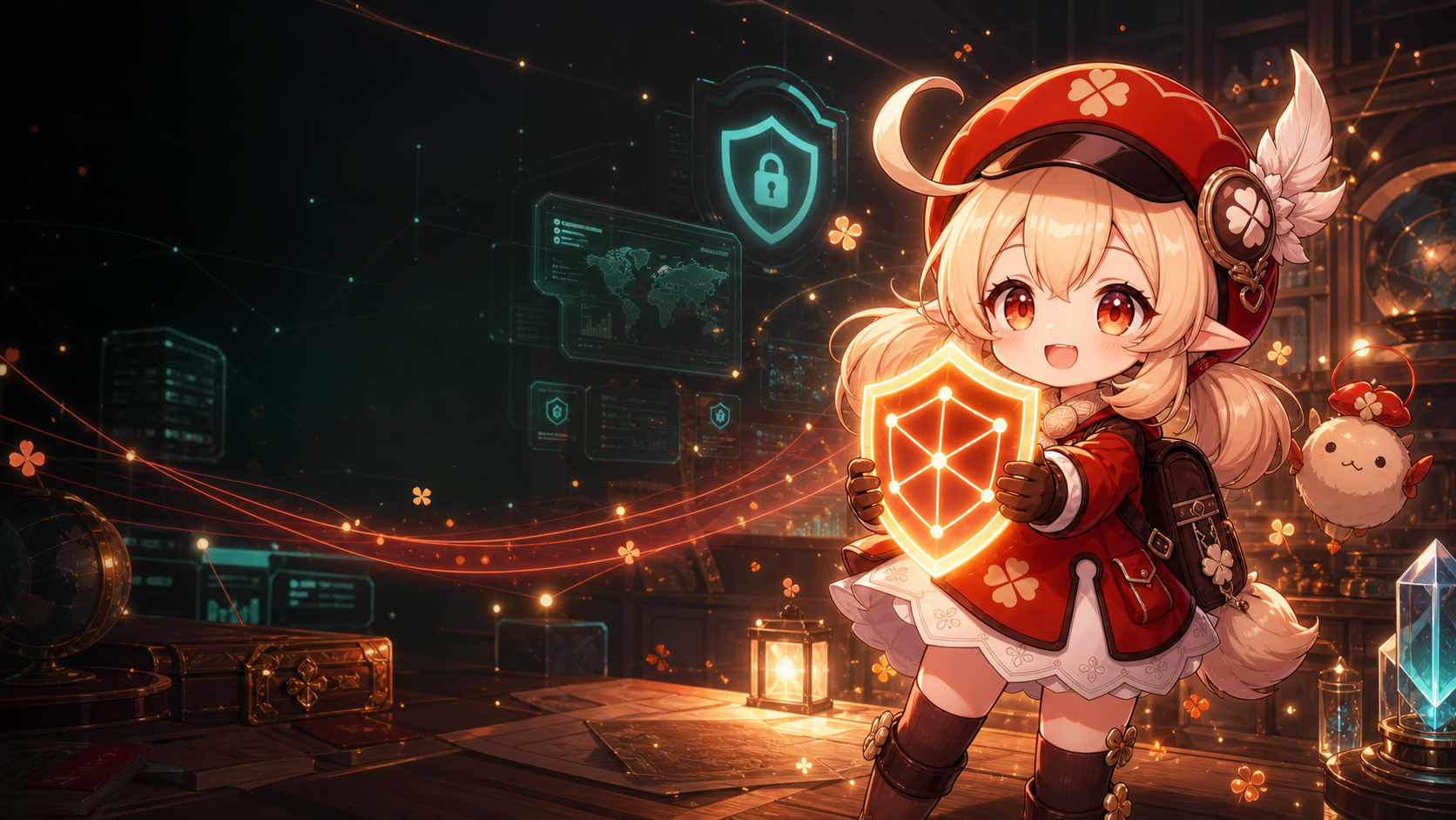 KliVPN mascot with a glowing shield